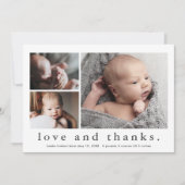 Liefde en Dank 3 Foto Baby Dankkaart Kaart (Voorkant)