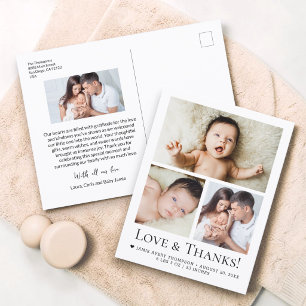 Liefde en Dank Baby Foto Geboorteaankondiging Briefkaart