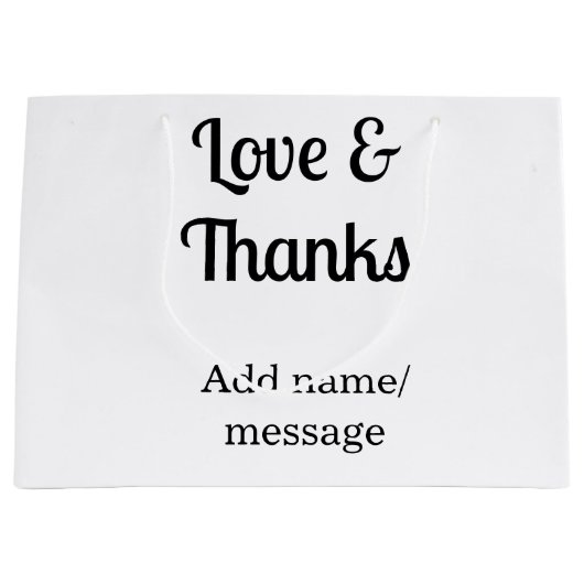 Liefde en dank bedrijfsnaam tekstbericht groot cadeauzakje (Voorkant)