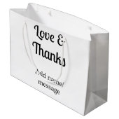 Liefde en dank bedrijfsnaam tekstbericht groot cadeauzakje (Achterkant Gekanteld)