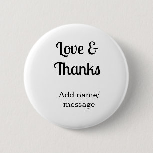 Liefde en dank bedrijfsnaam tekstbericht ronde button 5,7 cm
