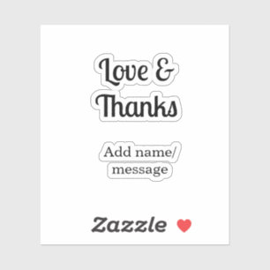 Liefde en dank bedrijfsnaam tekstbericht sticker