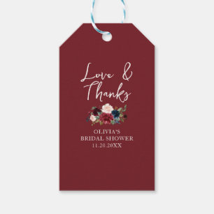 Liefde en Dank Bloemrijke Bruidsdouche Cadeaulabel