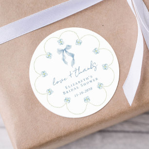 Liefde En Dank Blue Strik Huwelijks Shower Bedankt Ronde Sticker