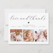 Liefde en Dank Chic Baby Foto Geboorteaankondiging Feestdagenkaart (Voorkant)