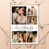 Liefde en Dank Chic Script Foto Collage Trouwen Bedankkaart