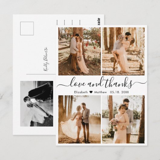 Liefde en Dank Collage Bruiloft Dank Je Fotoalbum Briefkaart (Voorkant / Achterkant)