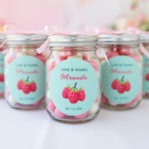 Liefde en Dank Custom Ronde Sticker met Framboos