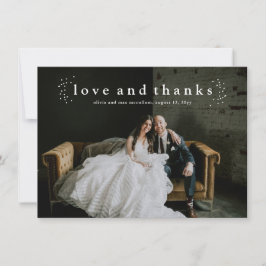 Liefde en Dank Eenvoudige Foto Huwelijk Bedankkaart