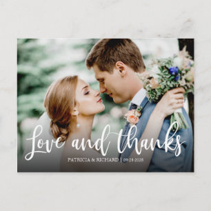 Liefde en dank elegante foto bruiloft bedankt briefkaart