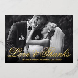 Liefde en Dank | Elegante Trouwfoto Folie Uitnodiging