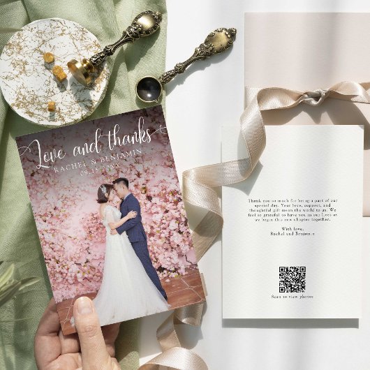 Liefde en dank Fotohuwelijk QR-code Bedankt