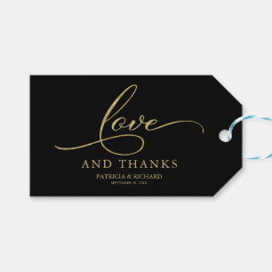 Liefde en Dank Goud Folie Trouwgunstlabels Cadeaulabel