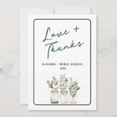 Liefde en Dank Groen Minimalistisch Bedankkaartje Bedankkaart (Voorkant)