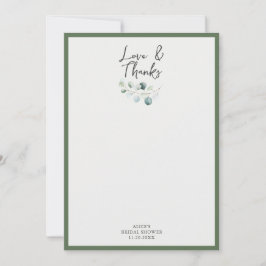 Liefde en Dank Groene Bruiloftsborrel Bedankkaart