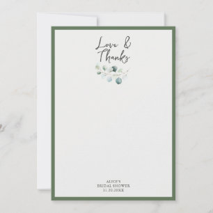 Liefde en Dank Groene Bruiloftsborrel Bedankkaart
