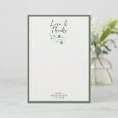 Liefde en Dank Groene Bruiloftsborrel Bedankkaart (Staand voorkant)