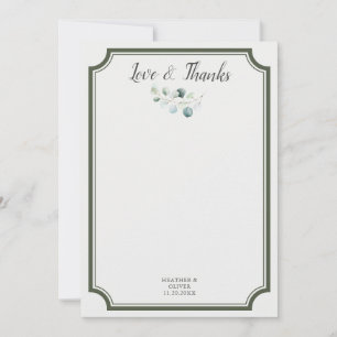 Liefde en Dank Groene Huwelijk Bedankkaart
