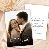 Liefde en Dank Handgeschreven Script Foto Huwelijk Bedankkaart