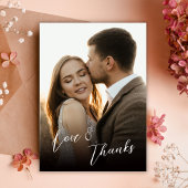 Liefde en Dank Handgeschreven Script Foto Huwelijk Bedankkaart