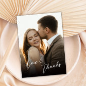 Liefde en Dank Handgeschreven Script Foto Huwelijk Bedankkaart