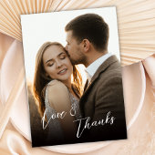 Liefde en Dank Handgeschreven Script Foto Huwelijk Bedankkaart