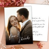 Liefde en Dank Handgeschreven Script Foto Huwelijk Bedankkaart