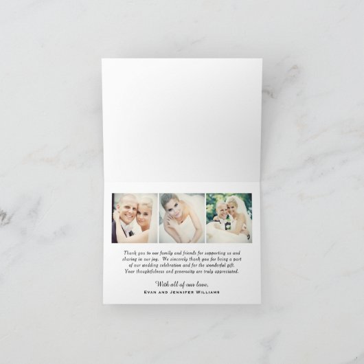 Liefde en Dank Handgeschreven Script Huwelijksfoto Bedankkaart (Binnen)