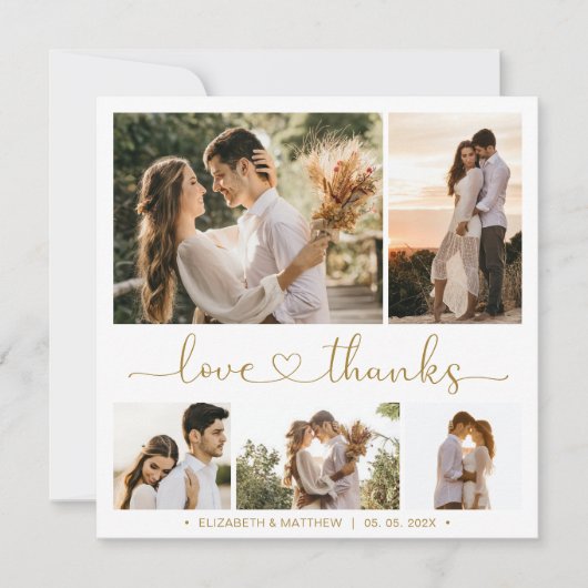 Liefde en Dank Hart 5 Foto Collage Trouwen (Voorkant)