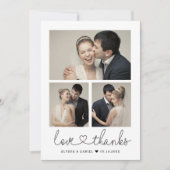Liefde en dank hart script aangepaste trouwfoto's bedankkaart (Voorkant)