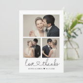 Liefde en dank hart script aangepaste trouwfoto's bedankkaart (Staand voorkant)