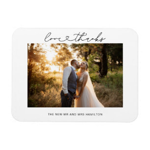 Liefde en Dank Hart Script Trouwfoto Magneet