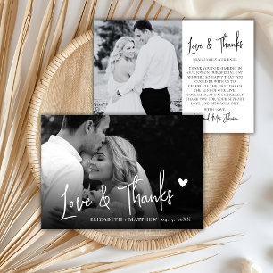 Liefde en Dank Huwelijk Zwart Wit 2 Foto Script Bedankkaart