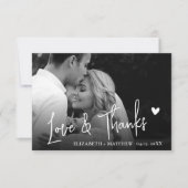 Liefde en Dank Huwelijk Zwart Wit 2 Foto Script Bedankkaart (Voorkant)