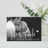 Liefde en Dank Huwelijk Zwart Wit 2 Foto Script Bedankkaart (Staand voorkant)
