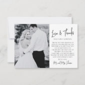 Liefde en Dank Huwelijk Zwart Wit 2 Foto Script Bedankkaart (Achterkant)