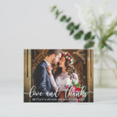 Liefde en Dank Huwelijks Dank Foto Briefkaart (Staand voorkant)