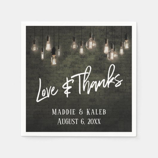 Liefde en Dank Industriele Bakstenen met Edison Ve Servet (Voorkant)