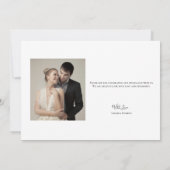Liefde en dank minimalistisch script hart foto roz bedankkaart (Achterkant)