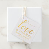 Liefde en Dank Modern Gouden Monogram Bruiloft Bedankjes Labels (Met doos)