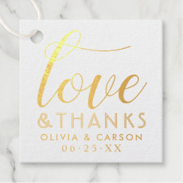 Liefde en Dank Modern Gouden Monogram Bruiloft Bedankjes Labels