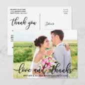 Liefde en Dank Modern Trouw Dank Je Foto B Briefkaart (Voorkant / Achterkant)