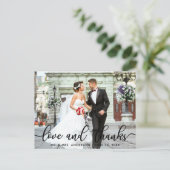Liefde en Dank Modern Trouwfoto Dankjewel SB Briefkaart (Staand voorkant)