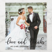 Liefde en Dank Modern Trouwfoto Dankjewel SB Wijn Etiket (Enkel label)