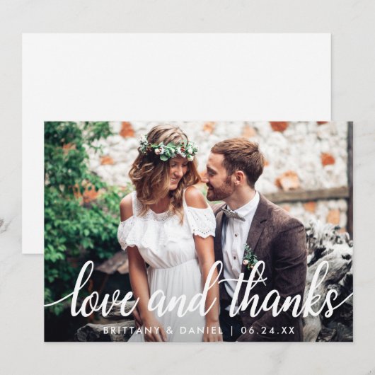 Liefde en Dank Moderne Trouw Dank Foto Bedankkaart (Voorkant / Achterkant)