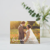 Liefde en Dank Moderne Trouw Dank Foto Briefkaart (Staand voorkant)