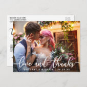 Liefde en Dank | Moderne Trouw Dank Foto Briefkaart (Voorkant / Achterkant)