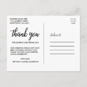 Liefde en Dank Moderne Trouwdag Dankjewel Foto Briefkaart (Achterkant)