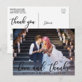 Liefde en Dank | Moderne Trouwfoto Dankjewel Briefkaart (Voorkant / Achterkant)