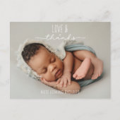 Liefde en Dank Nieuwebaby Foto Geboorteaankondigin Briefkaart (Voorkant)